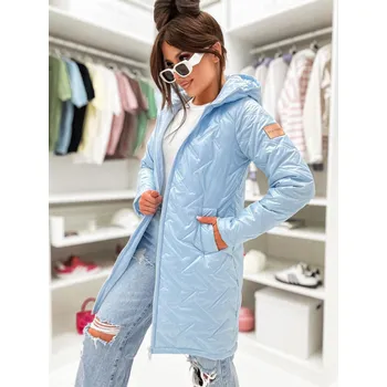 Dámská parka Dámská jarní parka STAYHERE modrá – prošívaná s kapucí Velikost: XXXL Jarní prošívaná s kapucí