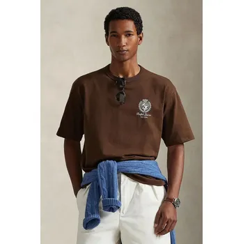 Pánské tričko Bavlněné tričko Polo Ralph Lauren JERSEY-KNT-T-SHIRT, M, hnědá, 89X