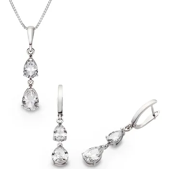 Souprava šperků Souprava náušnic a přívěšku z bílého zlata se zirkony 914.91