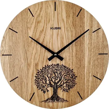 Hodiny KUBRi 0123B - velké dubové hodiny české výroby o průměru 60 cm