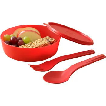 Svačinový box Sada na svačinu s příborem Tupperware 450 ml | Červená | Dokuch.cz