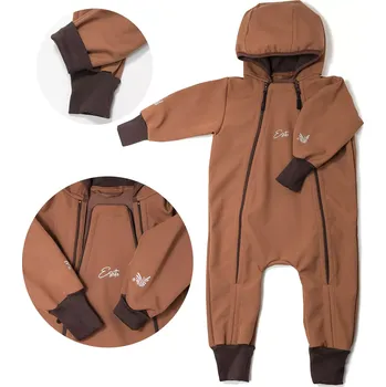 Kojenecká kombinéza ESITO | Rostoucí softshellová kombinéza s fleecem Brown - hnědá / 62 - 68