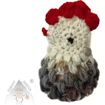 Velikonoční dekorace Dubový skřítek Háčkovaná slepička strakatá