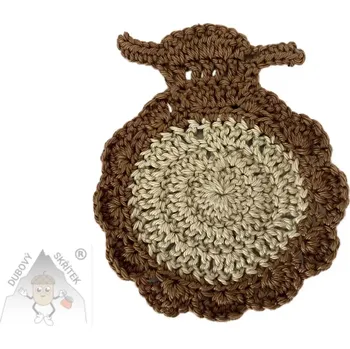 Velikonoční dekorace Dubový skřítek Ovečka z háčku – originální podšálek pro hrnek