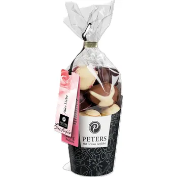 Čokoláda PETERS Lanýžová srdíčka v krásném kornoutu 200g (8225)