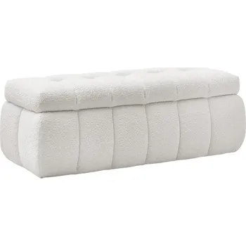 Bobochic Paris Bílá bouclé lavice Mont-Blanc 144 cm s úložným prostorem