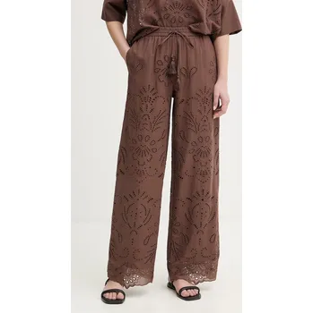 Dámské kalhoty Bavlněné kalhoty Ermanno Firenze D48EP050EN0 hnědá 89X, vel. 40