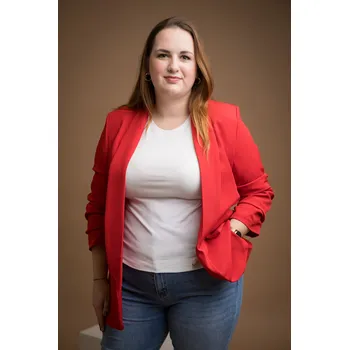 Dámské sako Italy fashion Elegantní sako COLOR PLUS Barva: Červená, Velikost: UNI: XL/2XL