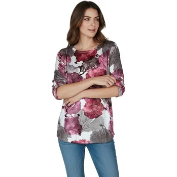 Dámská halenka Dámská růžová halenka s krátkým rukávem LARA Barva: Růžová, Velikost: 4XL