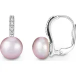 Náušnice z bílého zlata s lila perlami