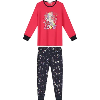 Dívčí pyžamo DÍVČÍ PYŽAMO růžová/ tm.modrá Kugo MP1755