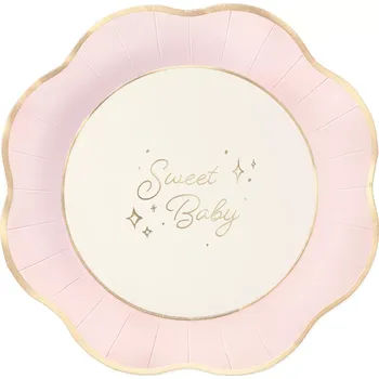 Party nádobí Papírové party talířky Sweet Baby růžové 6 ks