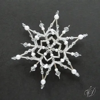 Vánoční ozdoba Vánoční korálková hvězda 0485 - Kolekce Silver - 3D (PEVNÁ A NEREZ) Christmas bead ornament (Vánoční hvězda z korálků - Korálková hvězdička a vločka - Hvězdy a hvězdičky z korálků - Christmas bead star)