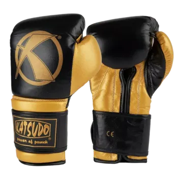Boxerské rukavice Katsudo boxerské rukavice Fight, černo zlaté 10 OZ