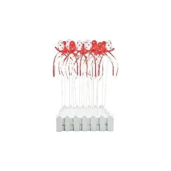 Velikonoční dekorace Zápich kraslice dřevěná 30 mm - puntíky červené, bílé