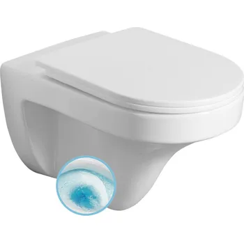 WC sada DENICA závěsná WC mísa, Vortex Rimless, 36x52cm, bílá