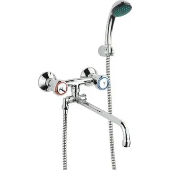 Vodovodní baterie Raf Rio RI1029A kombinovaná vana-umyvadlo nástěnná baterie s příslušenstvím kulaté ústí 30 cm, r. 100 mm