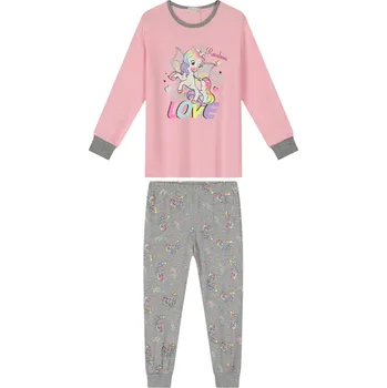 Dívčí pyžamo DÍVČÍ PYŽAMO růžová/šedá Kugo MP1755