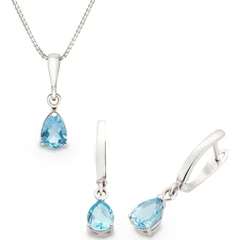 Souprava šperků Souprava náušnic a přívěšku z bílého zlata s topazy Swiss 914.90