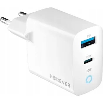 Forever síťová nabíječka PD QC TC-06-20AC 1x USB-C 1x USB 20W bílá