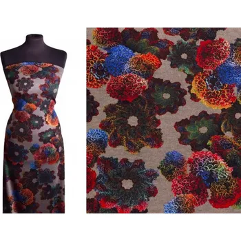 Silnější úplet v béžové barvě s květy 14236/054