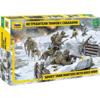 Volný čas Soviet Tank Hunters with dogs - Zvezda Model Kit 3611