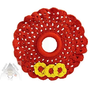 Velikonoční dekorace Dubový skřítek Rozkvetlá háčkovaná dečka oranžová - elegance s kvítky