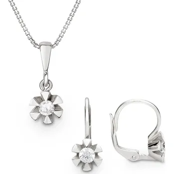 Souprava šperků Souprava náušnic a přívěšku z bílého zlata se zirkony 451.90+451.90