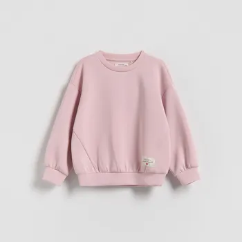 Dívčí mikina Reserved - Jednoduchá mikina z modalu - pastelově růžová - 919HV-03X - 919HV-03X-104