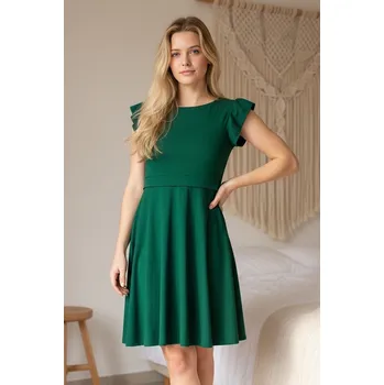Těhotenské šaty Krásná mamka Adaptivní šaty Amalie deep green - volánky Velikost: M