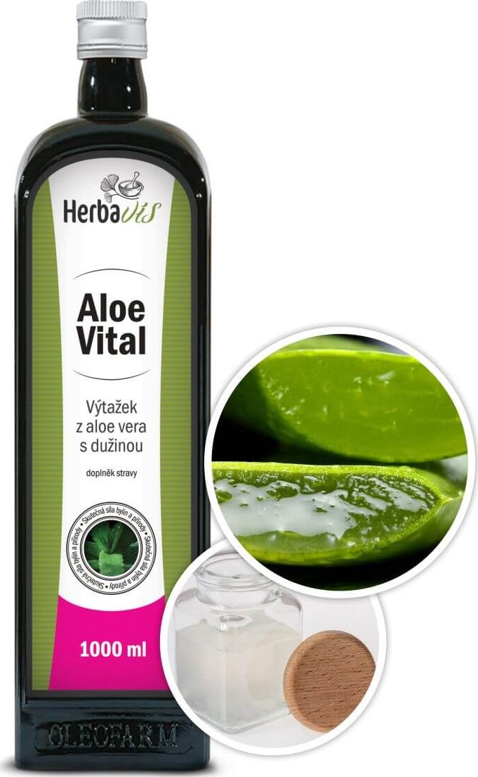 Herbavis AloeVital – 100% Šťáva Aloe Vera s dužinou, 1000 ml