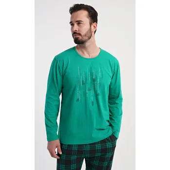 Vienetta MAN Pánské pyžamo dlouhé Tetris: zelená M