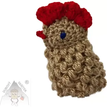 Velikonoční dekorace Dubový skřítek Háčkovaná slepička hnědá– tradiční velikonoční dekorace s moderním šmrncem