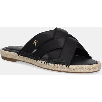 Dámské pantofle Pantofle Tommy Hilfiger SATIN ESPADRILLE MULE FW0FW08502 černá 99X, EUR 37