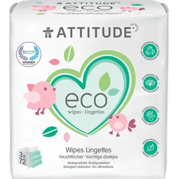 Dětský vlhčený ubrousek Attitude Vlhčené ubrousky bez vůně 3x 72 ks