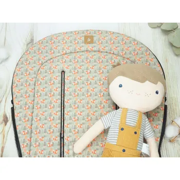 Podložka do kočárku prodloužená (Foxes mini, černý fleece)