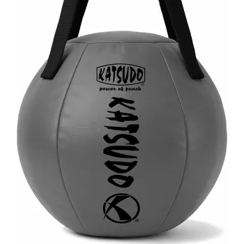 Bojový sport Katsudo boxovací míč Leodor s popruhem, šedý 51cm