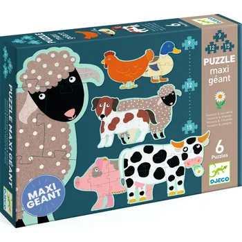 Dřevěná hračka Obří puzzle Zvířátka 72 ks