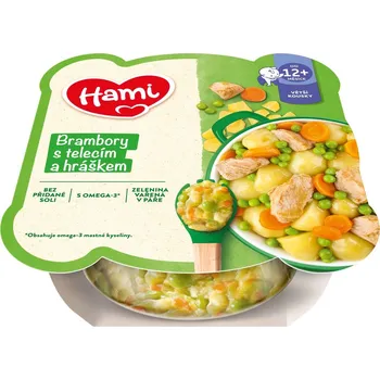 HAMI masozeleninový talířek Brambory s telecím a hráškem 230g