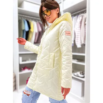 Dámská parka Dámská jarní parka STAYHERE žlutá – prošívaná s kapucí Velikost: S Jarní prošívaná s kapucí