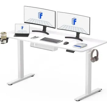 Jednací stůl Nastavitelný elektrický stůl QE1W-1460-EUV1, 140 x 60 cm, bílý - A FLEXISPOT