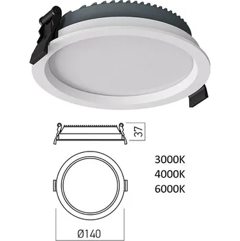 Koupelnové svítidlo Vestavné 13W LED světlo EVR02CCT SWH Arelux