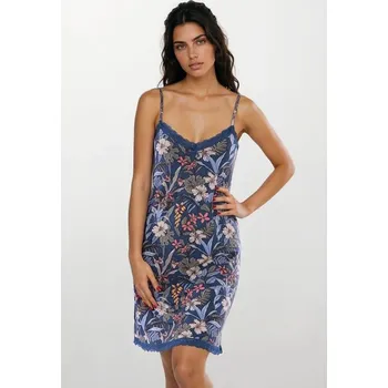 Dámská noční košile Dámská košilka Dayna modrá s květy S