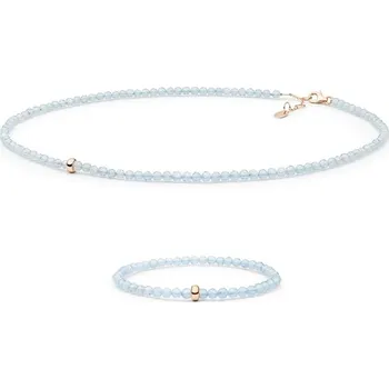 Souprava šperků Stříbrná sada šperků s akvamarínovými korálky Lugo