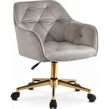 JAKS Otočná kancelářská židle šedá velur zlaté nohy Konor