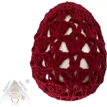 Velikonoční dekorace Dubový skřítek Obháčkované velikonoční vajíčko – polystyrénové jádro v bordó krajce