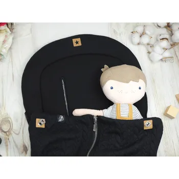 SET Podložka prodloužená (black, černý fleece) + copánková deka (black, černý fleece)