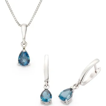 Souprava šperků Souprava náušnic a přívěšku z bílého zlata s topazy London 914.90