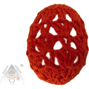 Velikonoční dekorace Dubový skřítek Obháčkované velikonoční vajíčko oranžové – polystyrénové jádro v krajce