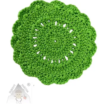 Velikonoční dekorace Dubový skřítek Minimalistický háčkovaný podšálek zelený – nadčasová dekorace